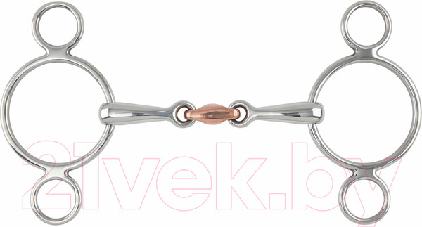 Изображение товара Трензель для лошади Shires Восьмерка с 2-мя кольцами, медная конфета 12.5см / 528/S/STEEL/5