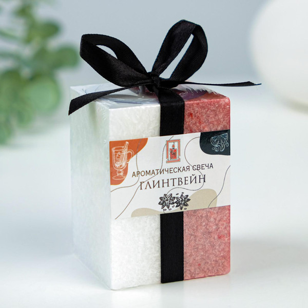 Изображение товара Свеча Богатство аромата Куб Кристаллический узор / 4428293 (глинтвейн)