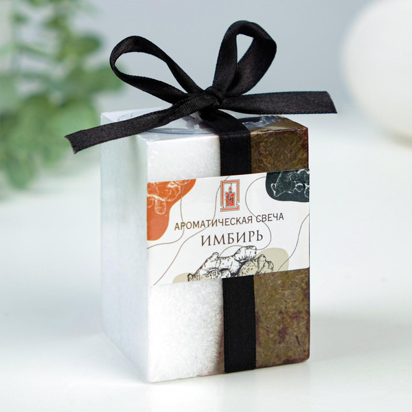 Изображение товара Свеча Богатство аромата Куб Кристаллический узор / 4428291 (имбирь)