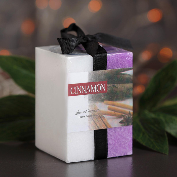 Изображение товара Свеча Богатство аромата Куб Кристаллический узор / 3680556 (корица)