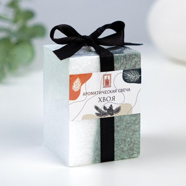 Изображение товара Свеча Богатство аромата Куб Кристаллический узор / 3680552 (хвойный)