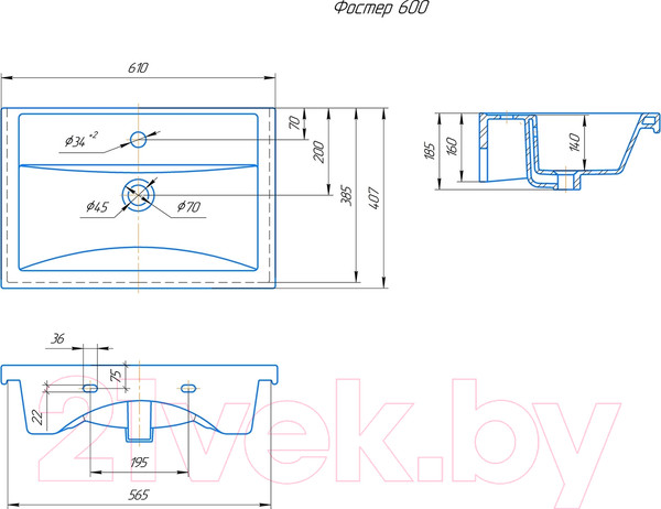 Изображение товара Тумба с умывальником Onika Натали 60.13 106001 + Фостер 60