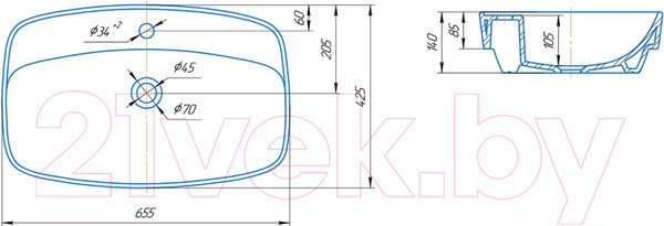 Изображение товара Умывальник Kirovit Купер 65