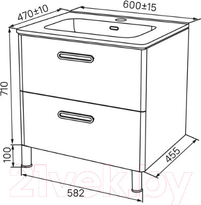 Изображение товара Тумба под умывальник IDDIS Brick BRI60WFi95