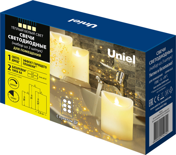 Изображение товара Набор электронных свечей Uniel ULD-F055 / UL-00008623 (теплый белый)