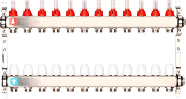 Изображение товара Коллекторная группа отопления Gappo 12-выходов x1"x3/4" / G424.12
