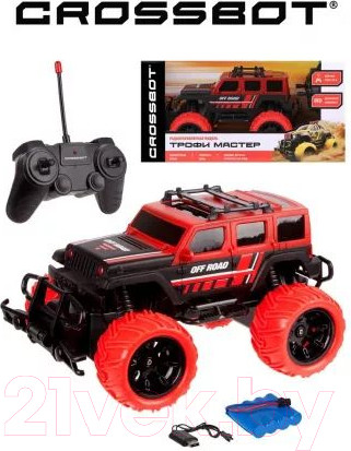 Изображение товара Радиоуправляемая игрушка Crossbot Джип Трофи Герой / 870595 (черный/красный)
