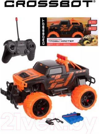 Изображение товара Радиоуправляемая игрушка Crossbot Джип Трофи Мастер / 870596 (черный/оранжевый)