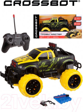 Изображение товара Радиоуправляемая игрушка Crossbot Джип Трофи Мастер / 870597 (черный/желтый)