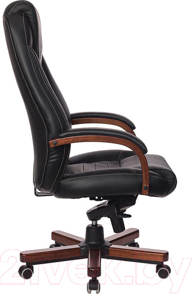 Изображение товара Кресло офисное Бюрократ T-9923 Walnut (кожа черная/крестовина металл/дерево)