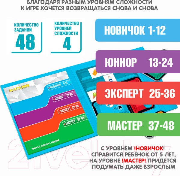 Изображение товара Развивающая игра Bondibon Магнитная логическая игра для путешествий Магазин / ВВ5074
