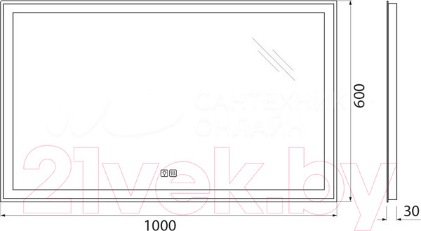 Изображение товара Зеркало BelBagno SPC-GRT-1000-600-LED-TCH-WARM