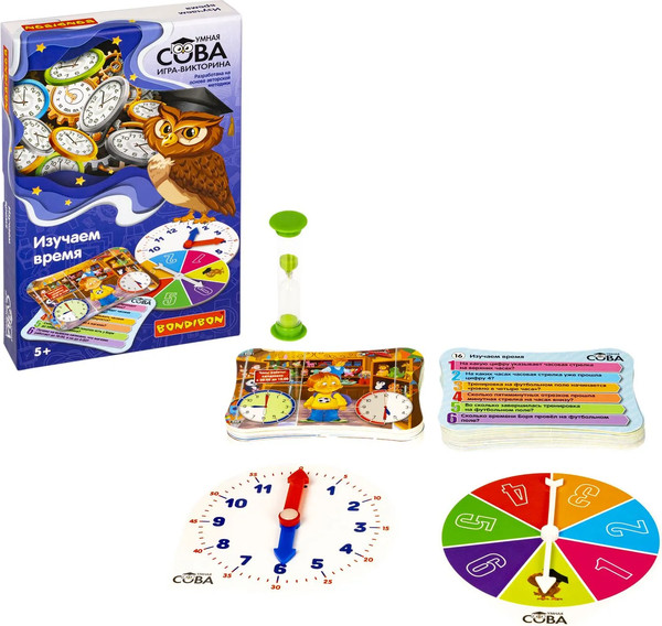 Изображение товара Настольная игра Bondibon Умная сова. Изучаем время / ВВ5199