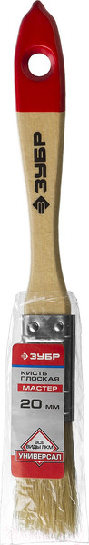 Изображение товара Кисть малярная Зубр Мастер Универсал 4-01003-020 плоская (20мм, светлая натуральная щетина)