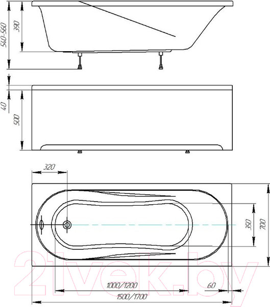 Изображение товара Ванна акриловая Aquatek Либерти 150x70 / BER150-0000001