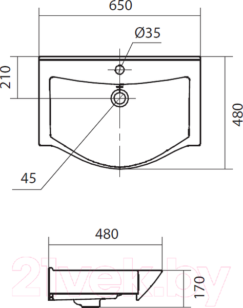 Изображение товара Тумба с умывальником Onika Девис 65.13 106546 + Беверли 1WH302501