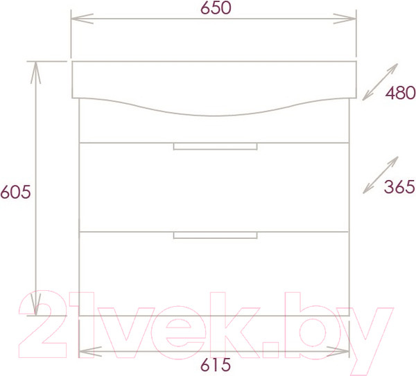 Изображение товара Тумба с умывальником Onika Девис 65.13 106546 + Беверли 1WH302501
