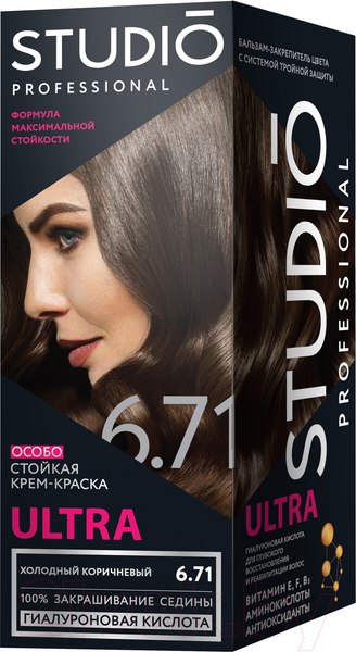 Изображение товара Крем-краска для волос Studio Professional Ultra 6.71 (холодный коричневый)
