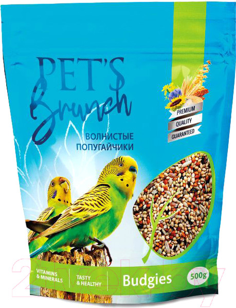 Изображение товара Корм для птиц Pet's Brunch Рацион для волнистых попугайчиков (500г)
