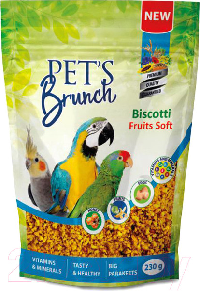 Изображение товара Корм для птиц Pet's Brunch Biscotti Fruits Soft Функциональный десерт (230г)