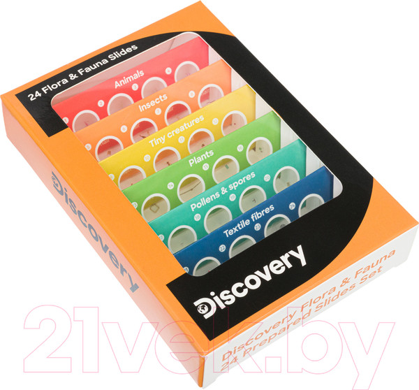 Изображение товара Набор микропрепаратов Levenhuk Discovery Флора и фауна / 78226 (24шт)