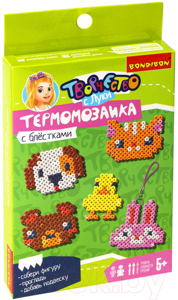 Изображение товара Развивающая игра Bondibon Термомозаика с блестками. Животные леса и фермы / ВВ5033