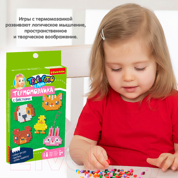 Изображение товара Развивающая игра Bondibon Термомозаика с блестками. Животные леса и фермы / ВВ5033