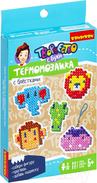 Изображение товара Развивающая игра Bondibon Термомозаика с блестками. Животные саванны / ВВ5034