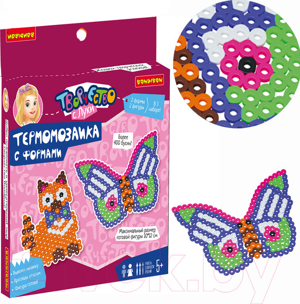 Изображение товара Развивающая игра Bondibon Термомозаика с блестками. Бабочка и кошка / ВВ5043
