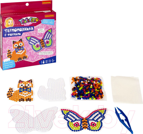 Изображение товара Развивающая игра Bondibon Термомозаика с блестками. Бабочка и кошка / ВВ5043