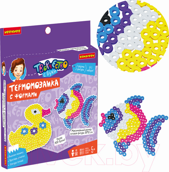 Изображение товара Развивающая игра Bondibon Термомозаика с блестками. Рыбка и утка / ВВ5044