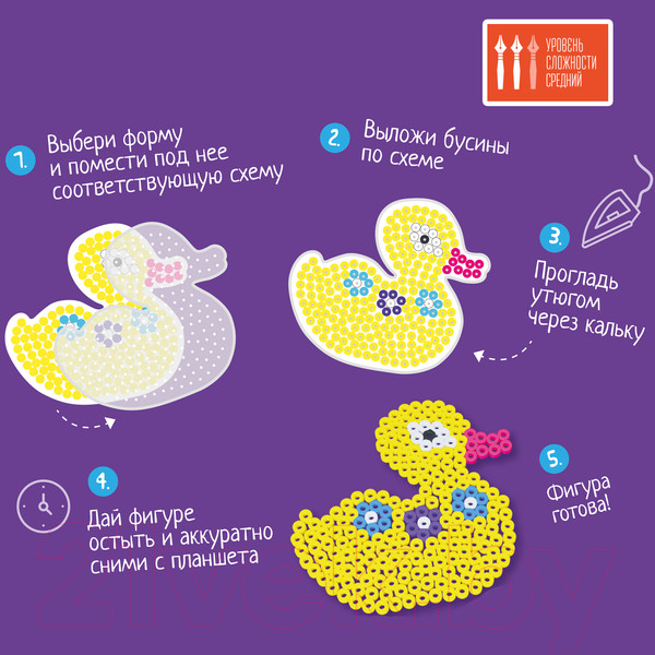 Изображение товара Развивающая игра Bondibon Термомозаика с блестками. Рыбка и утка / ВВ5044