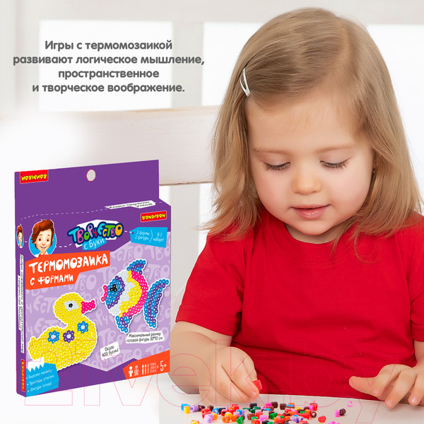 Изображение товара Развивающая игра Bondibon Термомозаика с блестками. Рыбка и утка / ВВ5044