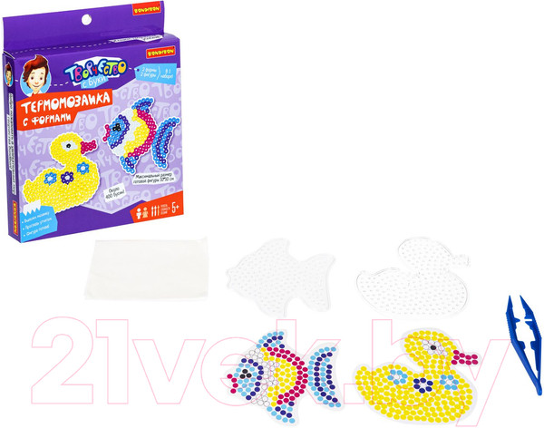 Изображение товара Развивающая игра Bondibon Термомозаика с блестками. Рыбка и утка / ВВ5044