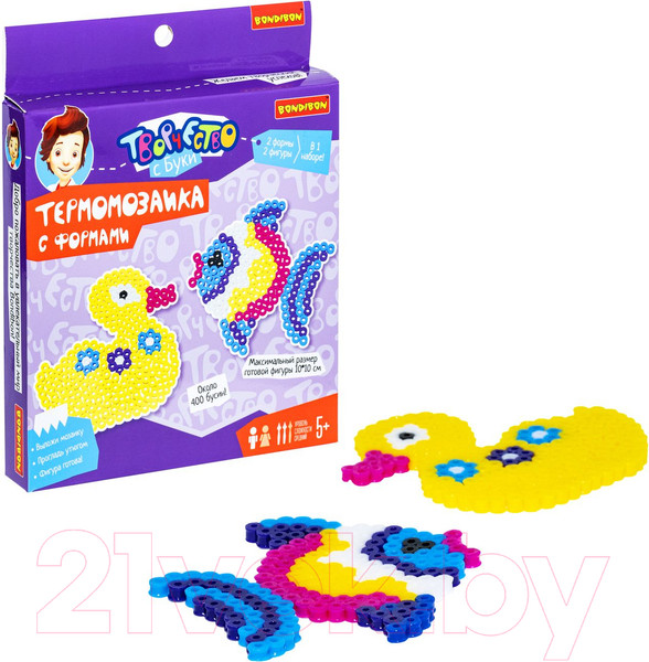 Изображение товара Развивающая игра Bondibon Термомозаика с блестками. Рыбка и утка / ВВ5044