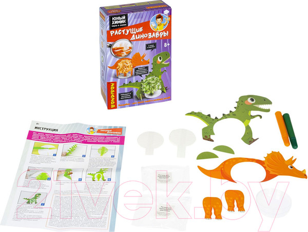 Изображение товара Набор для выращивания кристаллов Bondibon Японские опыты. Науки с Буки. Растущие динозавры / ВВ5325