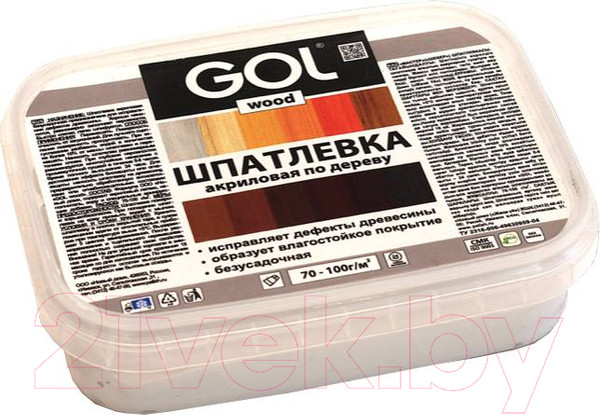 Изображение товара Шпатлевка готовая GOL Wood Мастер По дереву акриловая (150г, светлая сосна)