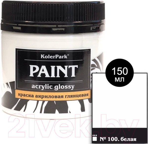 Изображение товара Акриловая краска KolerPark Акриловая глянцевая (150мл, белый)