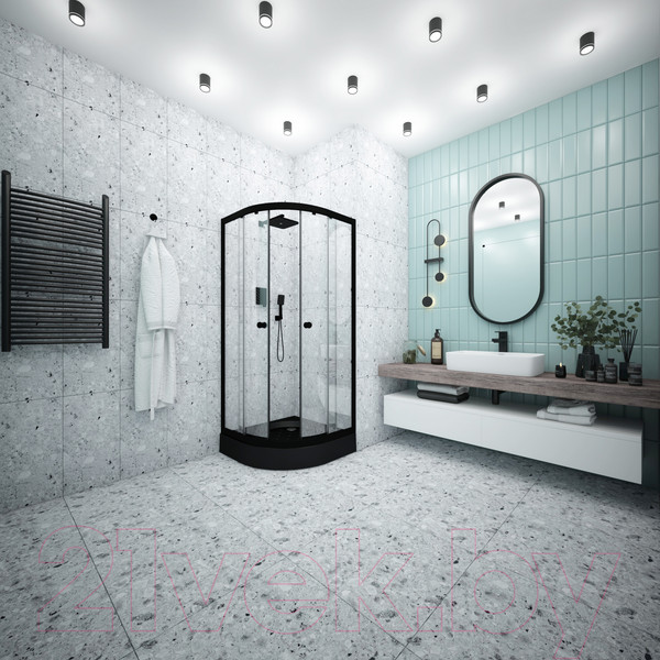 Изображение товара Душевой уголок МетаКам Classic Black 80x80 / ШПS_013570 (прозрачное стекло)