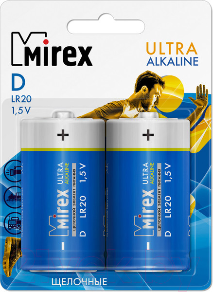 Изображение товара Комплект батареек Mirex LR20 D 1.5V / 23702-LR20-S2 (2шт)