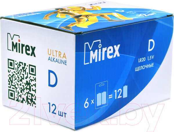 Изображение товара Комплект батареек Mirex LR20 D 1.5V / 23702-LR20-S2 (2шт)