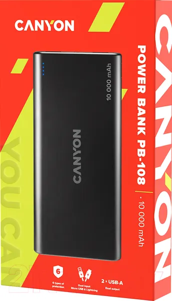 Изображение товара Портативное зарядное устройство Canyon PB-108 / CNE-CPB1008B