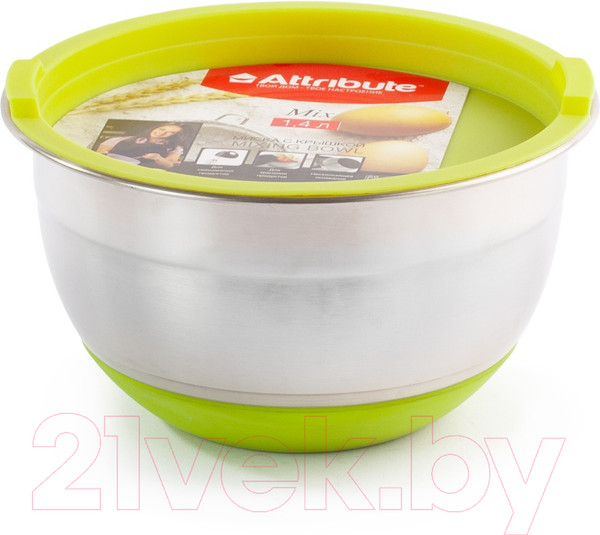 Изображение товара Миска Attribute Mix ASS018G (зеленый, с крышкой)