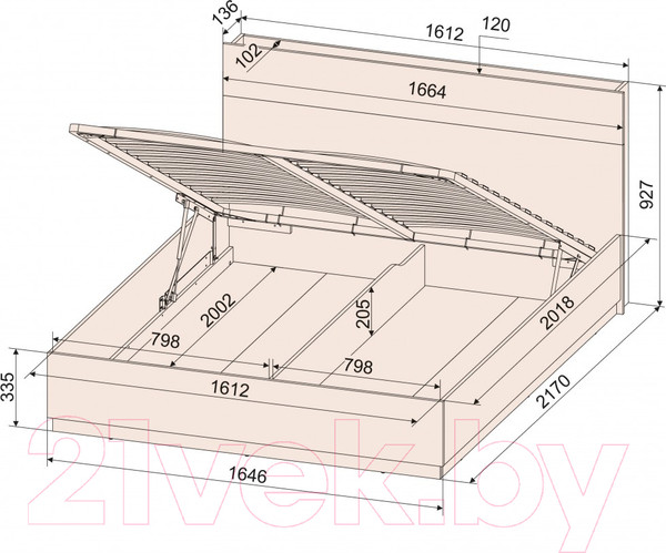 Изображение товара Комплект мебели для спальни Интерлиния Loft-1 Спальня-1 (дуб золотой/антрацит)