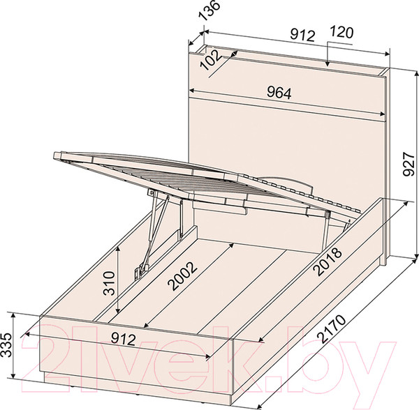 Изображение товара Комплект мебели для спальни Интерлиния Loft-3 Спальня-3 (дуб золотой/антрацит)