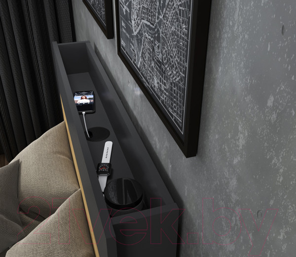 Изображение товара Комплект мебели для спальни Интерлиния Loft-3 Спальня-3 (дуб золотой/антрацит)