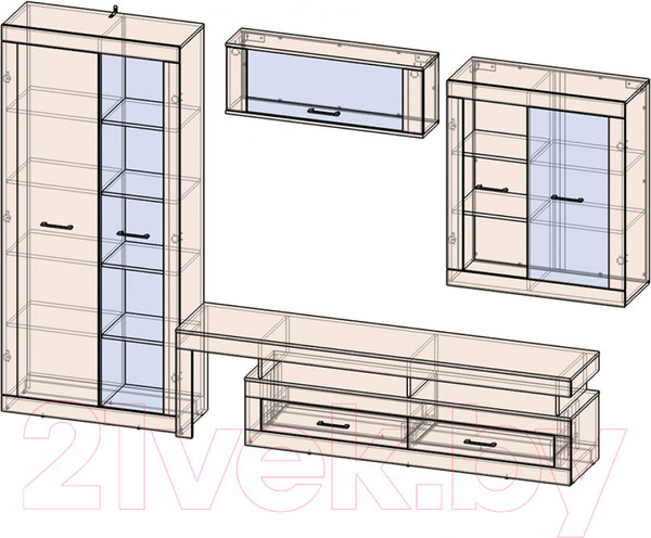Изображение товара Горка Интерлиния Loft-6 Гостиная-2 (дуб золотой/антрацит)