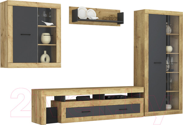 Изображение товара Горка Интерлиния Loft-8 Гостиная-4 (дуб золотой/антрацит)