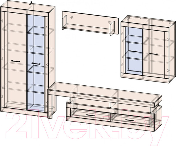 Изображение товара Горка Интерлиния Loft-8 Гостиная-4 (дуб золотой/антрацит)