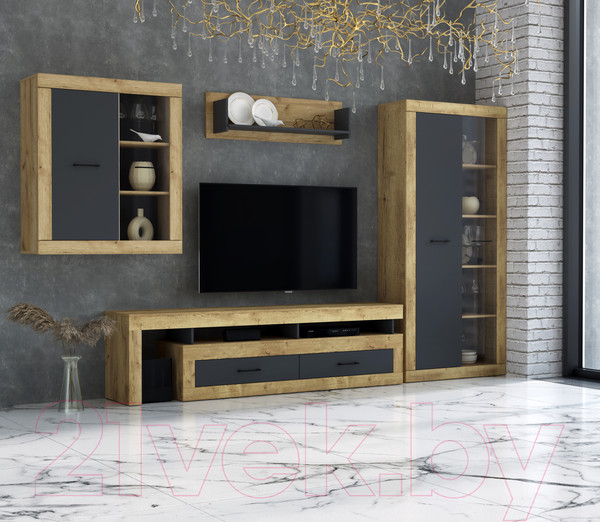 Изображение товара Горка Интерлиния Loft-8 Гостиная-4 (дуб золотой/антрацит)